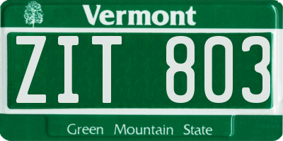 VT license plate ZIT803
