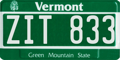 VT license plate ZIT833
