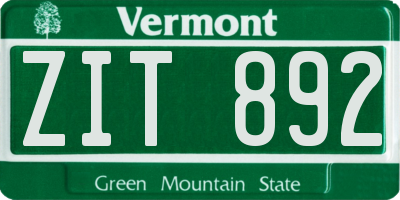 VT license plate ZIT892