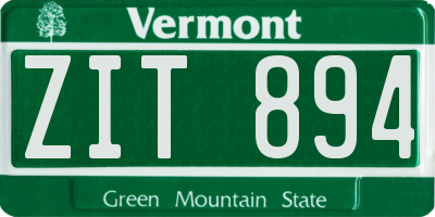 VT license plate ZIT894