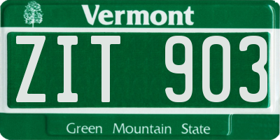 VT license plate ZIT903