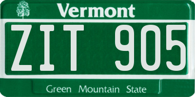 VT license plate ZIT905