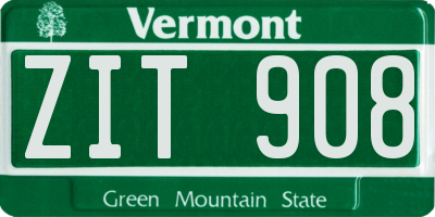VT license plate ZIT908