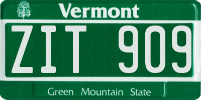 VT license plate ZIT909