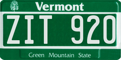 VT license plate ZIT920