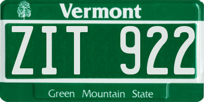 VT license plate ZIT922