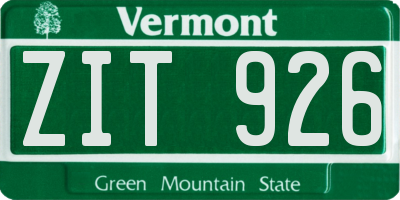 VT license plate ZIT926