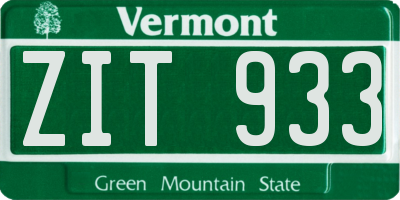 VT license plate ZIT933
