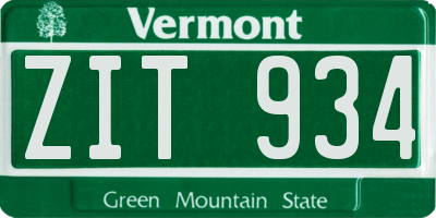 VT license plate ZIT934