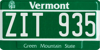 VT license plate ZIT935