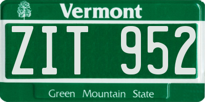 VT license plate ZIT952