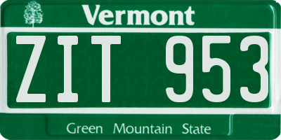 VT license plate ZIT953