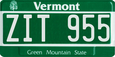 VT license plate ZIT955