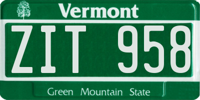 VT license plate ZIT958