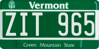 VT license plate ZIT965
