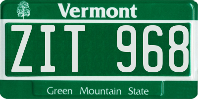 VT license plate ZIT968