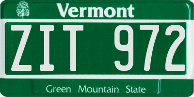 VT license plate ZIT972