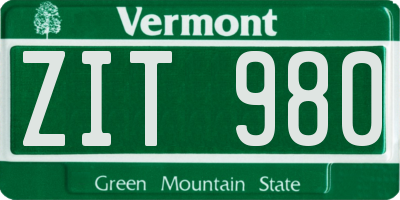 VT license plate ZIT980