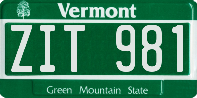 VT license plate ZIT981