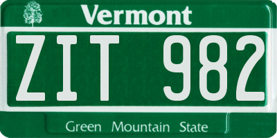 VT license plate ZIT982