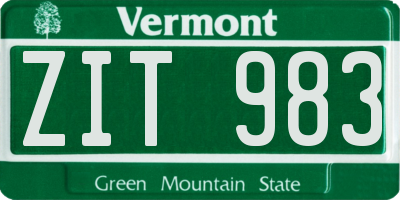 VT license plate ZIT983