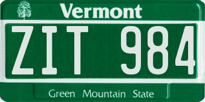 VT license plate ZIT984