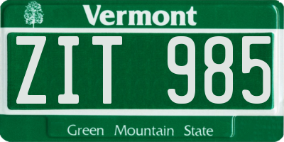 VT license plate ZIT985