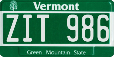 VT license plate ZIT986