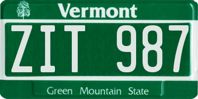 VT license plate ZIT987
