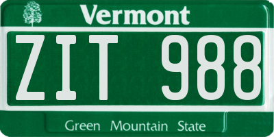VT license plate ZIT988