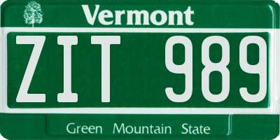 VT license plate ZIT989