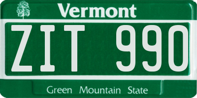 VT license plate ZIT990