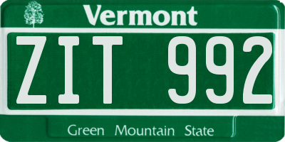 VT license plate ZIT992