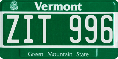 VT license plate ZIT996