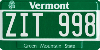VT license plate ZIT998