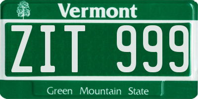 VT license plate ZIT999