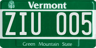 VT license plate ZIU005