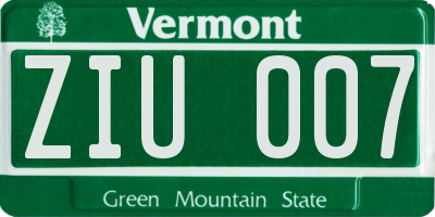 VT license plate ZIU007