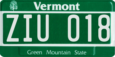 VT license plate ZIU018