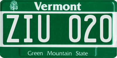 VT license plate ZIU020