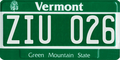 VT license plate ZIU026