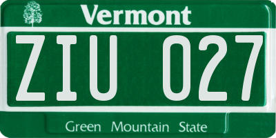 VT license plate ZIU027