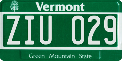 VT license plate ZIU029