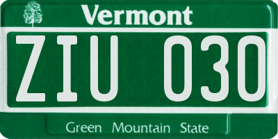 VT license plate ZIU030