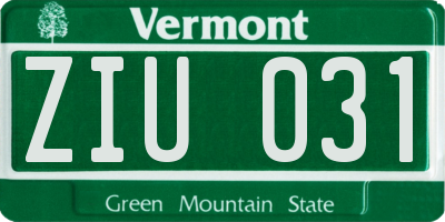 VT license plate ZIU031