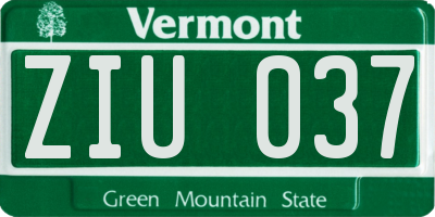 VT license plate ZIU037