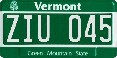 VT license plate ZIU045