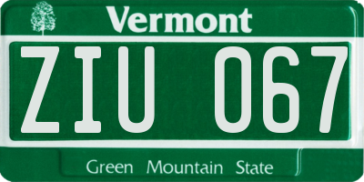 VT license plate ZIU067