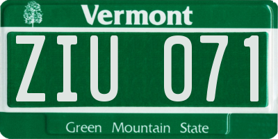VT license plate ZIU071