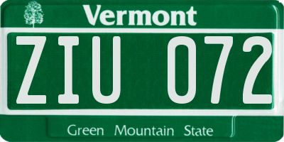 VT license plate ZIU072